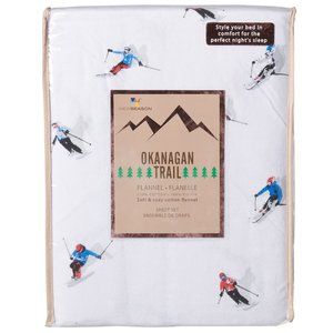 OKANAGAN SKI FULL Size Cotton Flannel Sheet Set (SKIING SKI SLOPES SKIERS)